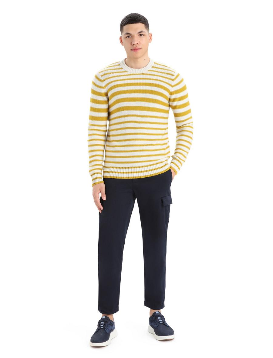 Ecru Heather / Silent Gold Icebreaker Merino Waypoint Crewe Men's Sweaters | AU 1223GSOL